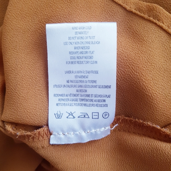 OLIVE & OAK Yellow Collar Neck Front Button Sheer Blouse Top - Picture 8 of 9